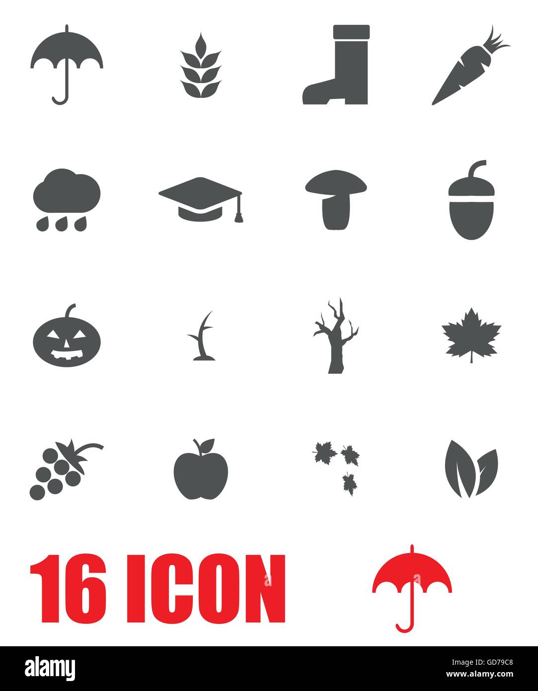 Vector grey autumn icon set Stock Vector Image & Art - Alamy