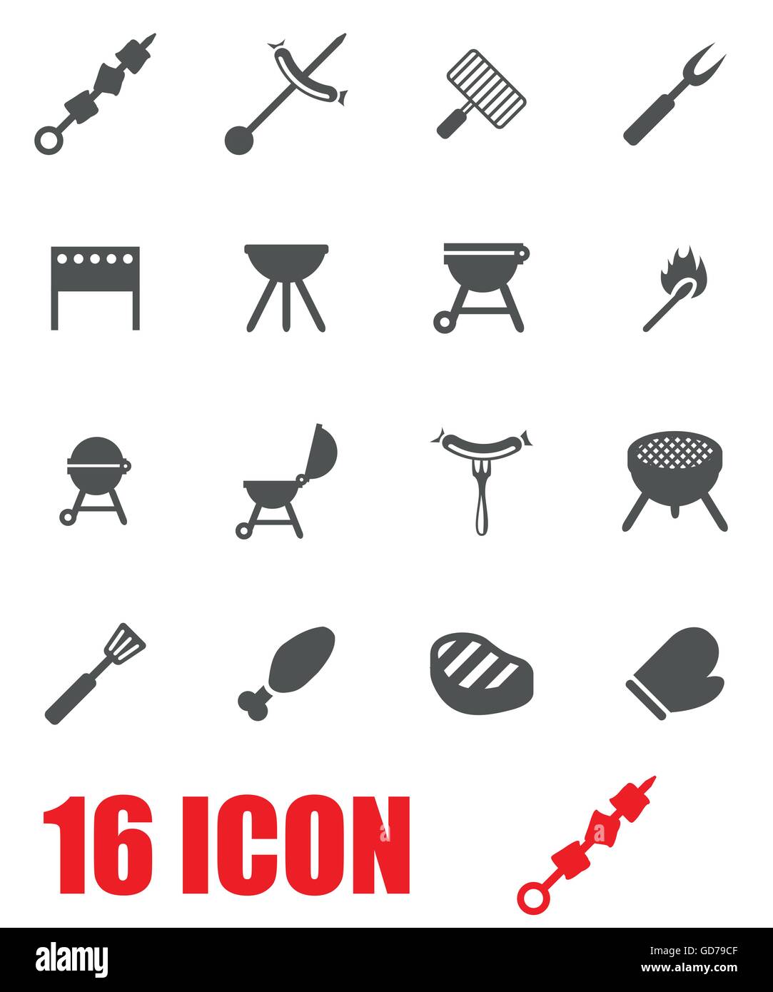 Vector grey barbecue icon set Stock Vector Image & Art - Alamy