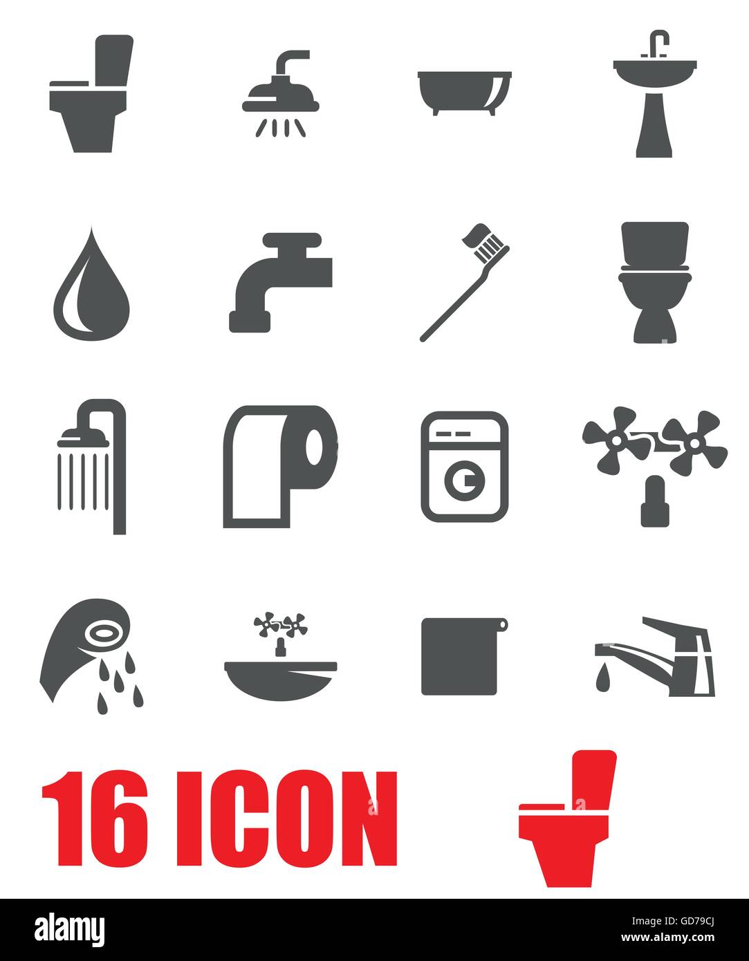 Vector grey bathroom icon set Stock Vector Image & Art - Alamy