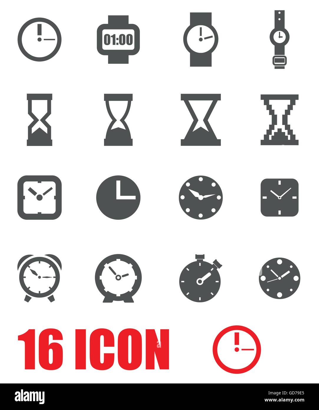 Vector grey clock icon set Stock Vector Image & Art Alamy