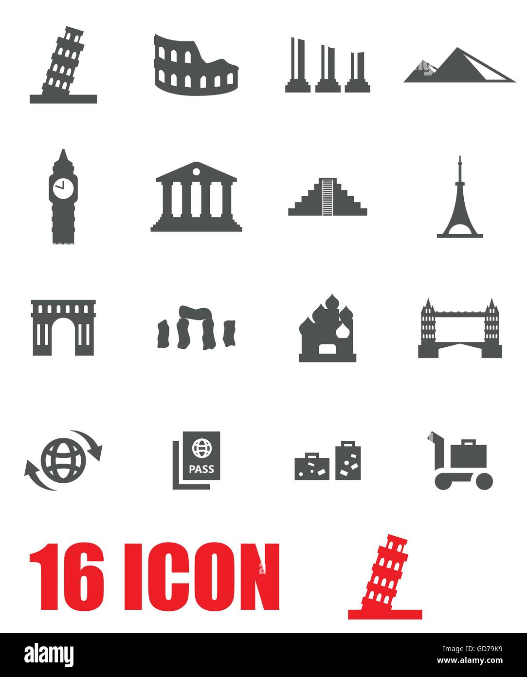 Vector grey landmarks icon set Stock Vector Image & Art - Alamy