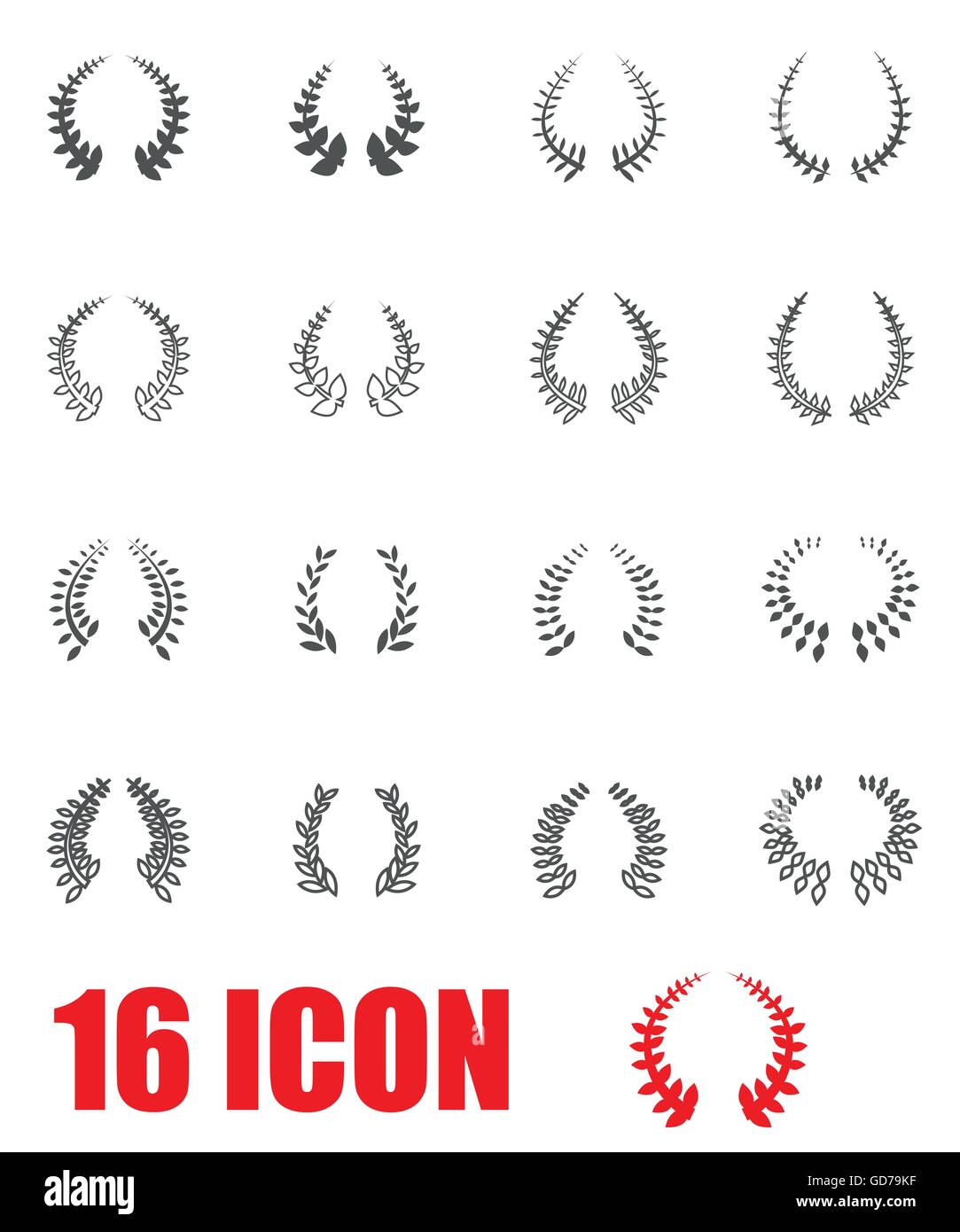 Vector grey laurel wreaths icon set Stock Vector Image & Art - Alamy