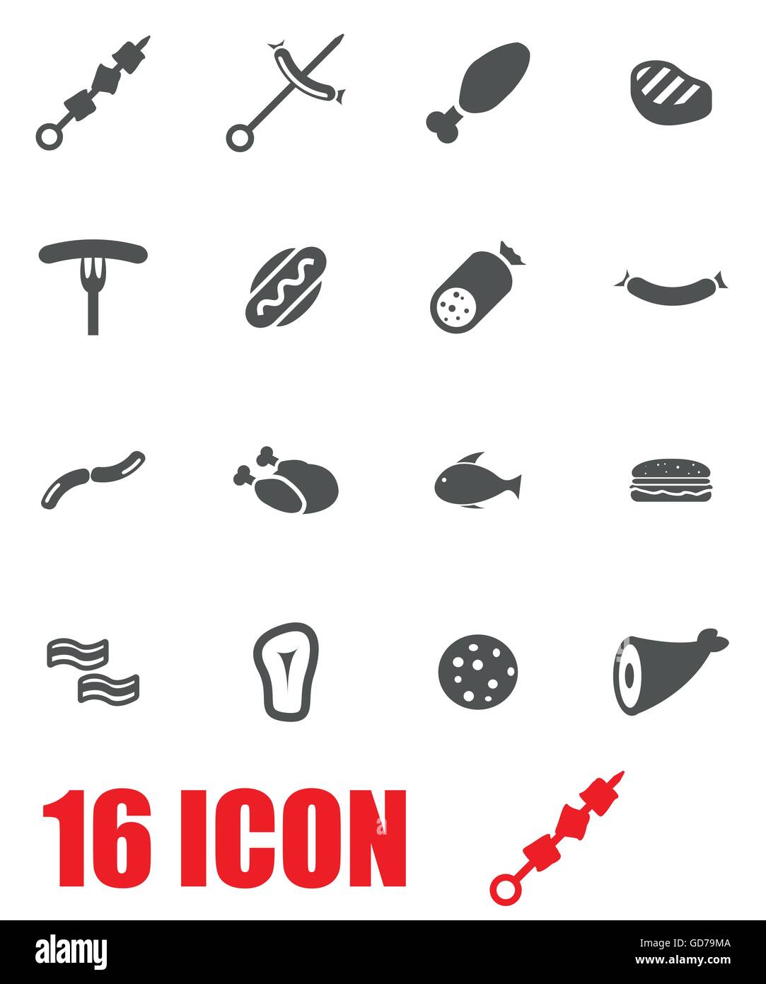 Vector grey meat icon set Stock Vector Image & Art - Alamy