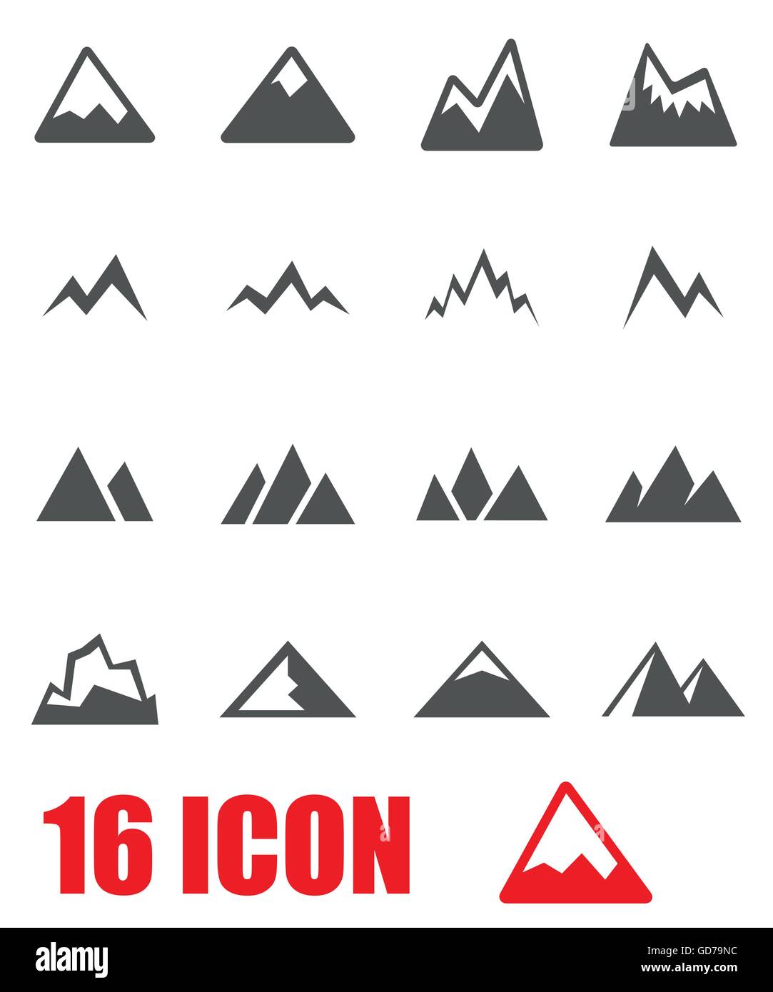 Vector grey mountains icon set Stock Vector Image & Art - Alamy