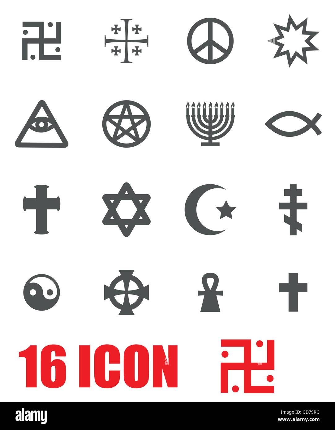Vector grey religious symbols set Stock Vector Image & Art Alamy