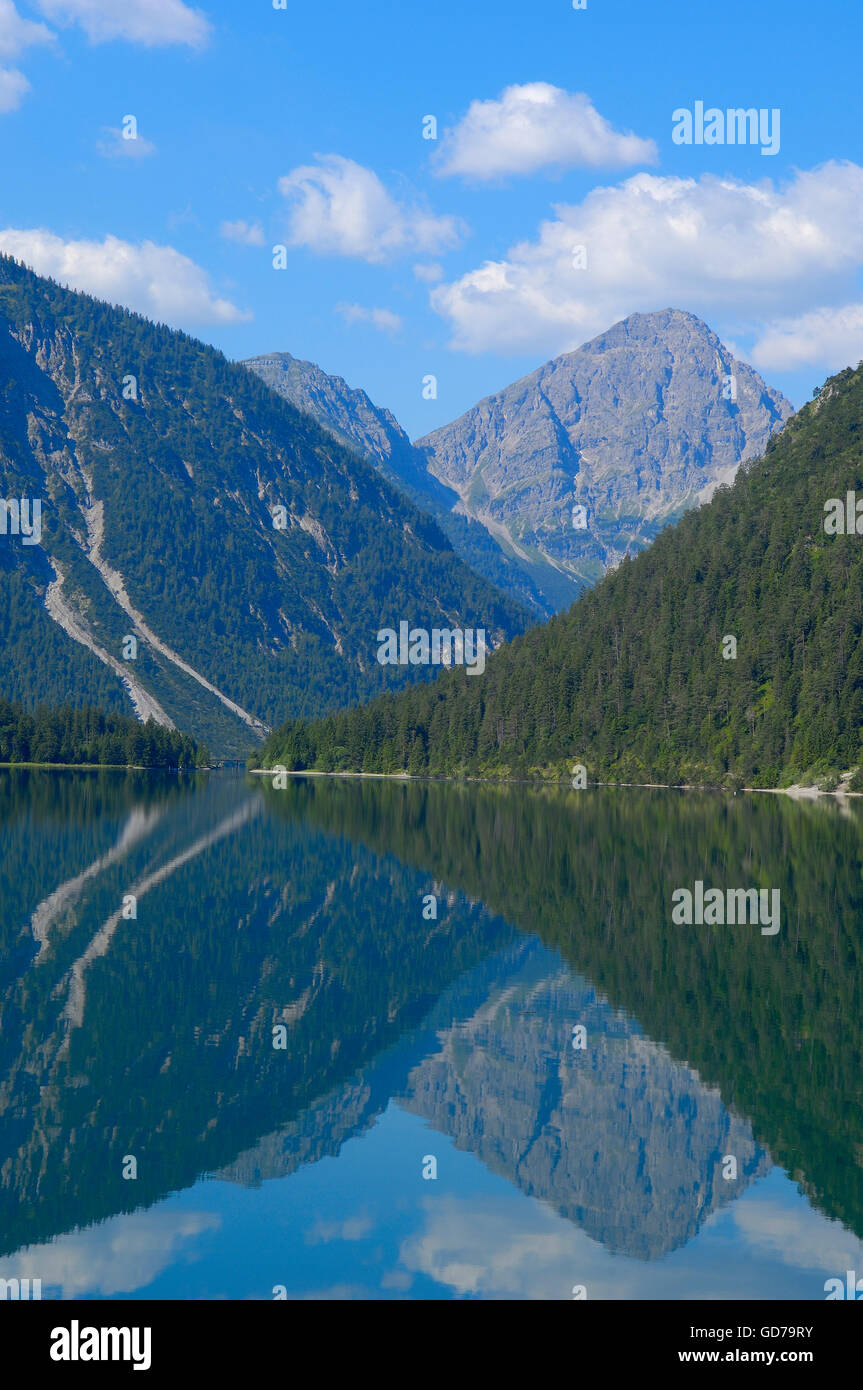 Austria, Plansee, Tirol, Lake Plansee, Seespitz, Ammergau Alps, Stock Photo