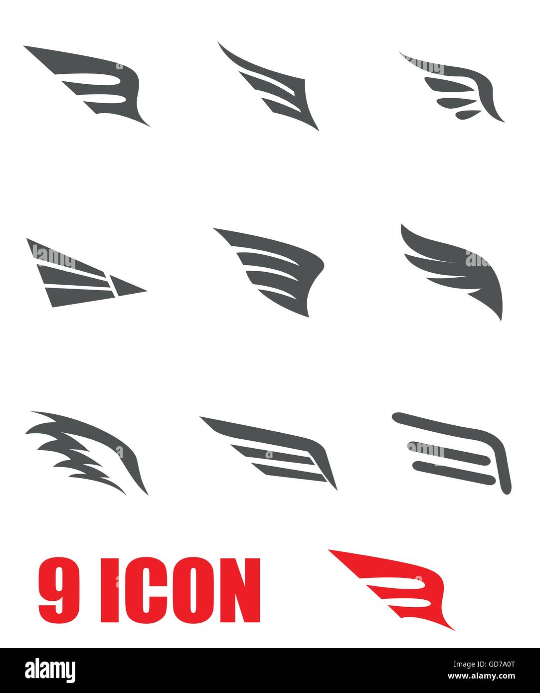 Vector grey wing icon set Stock Vector Image & Art - Alamy