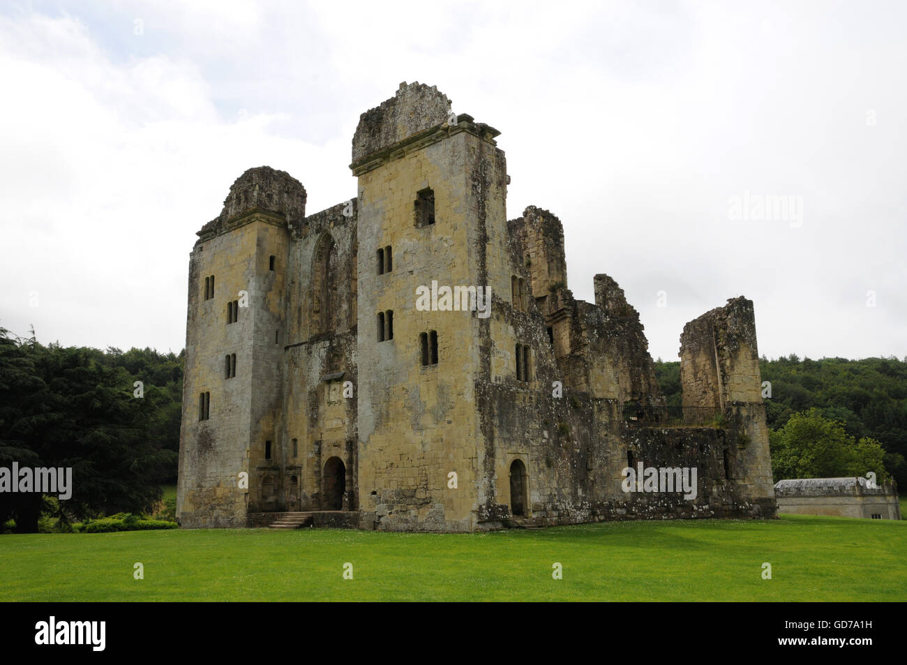 Old Wardour Castle, near Tisbury, Salisbury was built in the 14th Century as a lightly fortified fashionable luxury residence by the St Martin family. Stock Photo