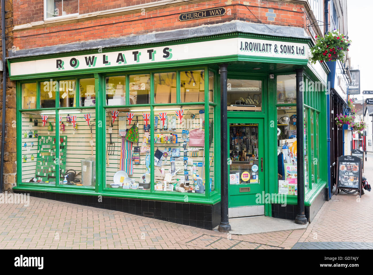 Rowlatts, J Rowlatt and Sons Ltd ironmongery shop in Wellingborough Northamptonshire UK Stock Photo