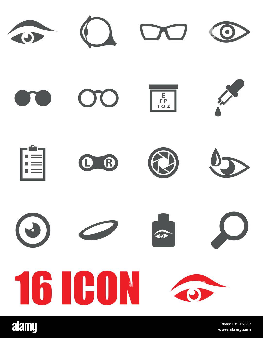 Vector grey optometry icon set Stock Vector Image & Art - Alamy