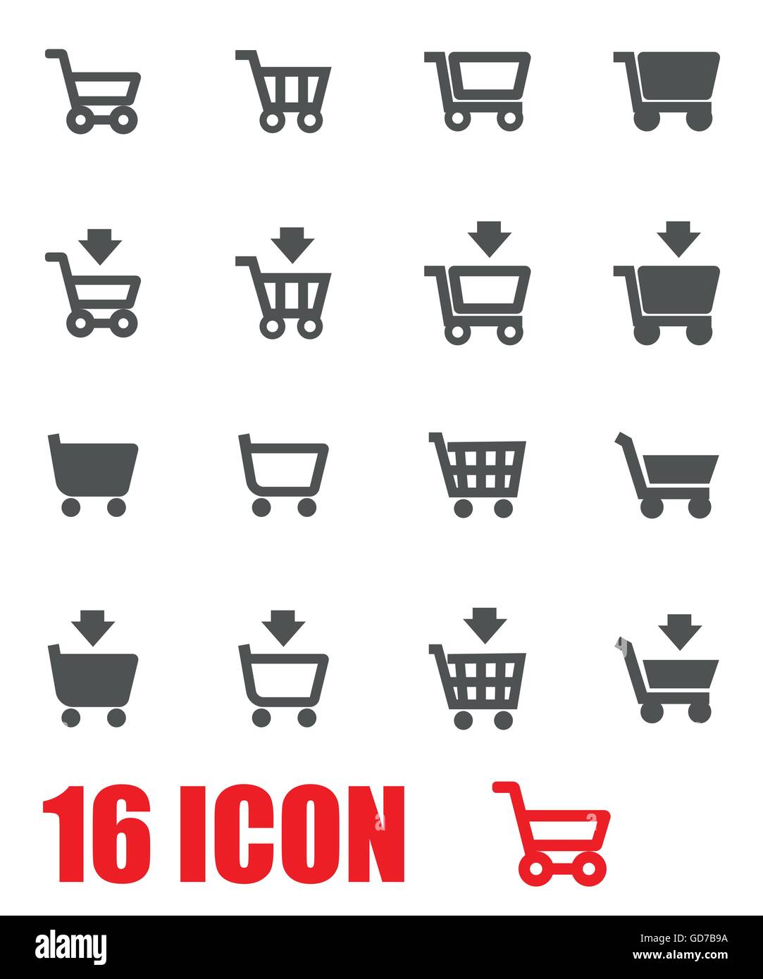 Vector grey shopping cart icon set Stock Vector Image & Art - Alamy