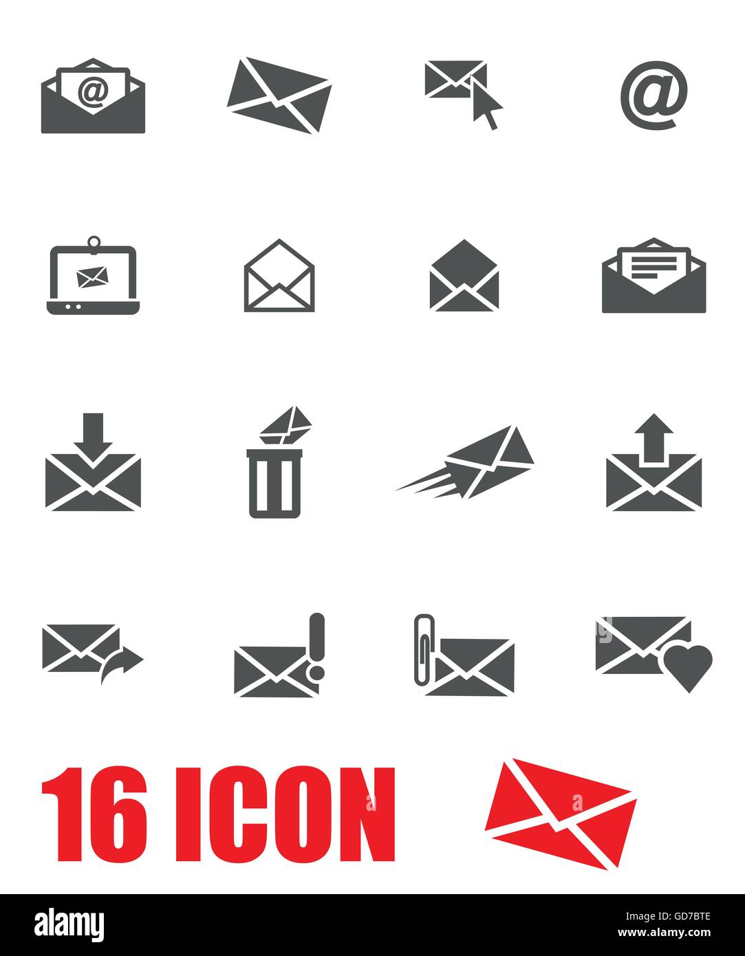Vector grey email icon set Stock Vector Image & Art - Alamy