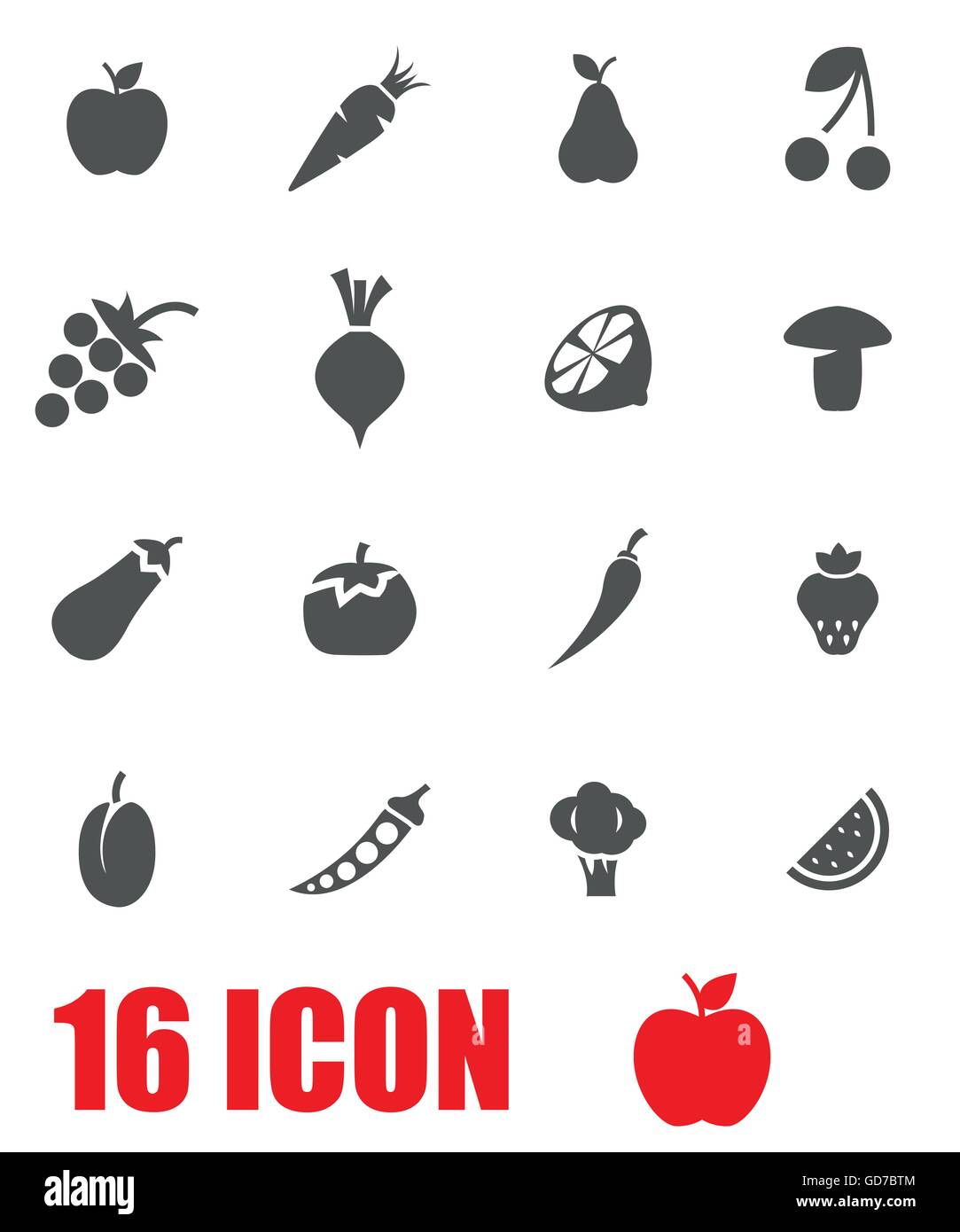 Vector grey fruit and vegetables icon set Stock Vector Image & Art - Alamy