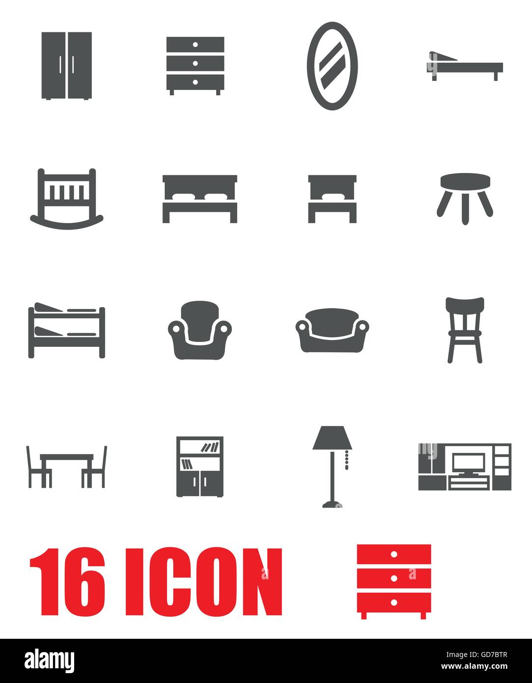 Vector grey furniture icon set Stock Vector Image & Art - Alamy