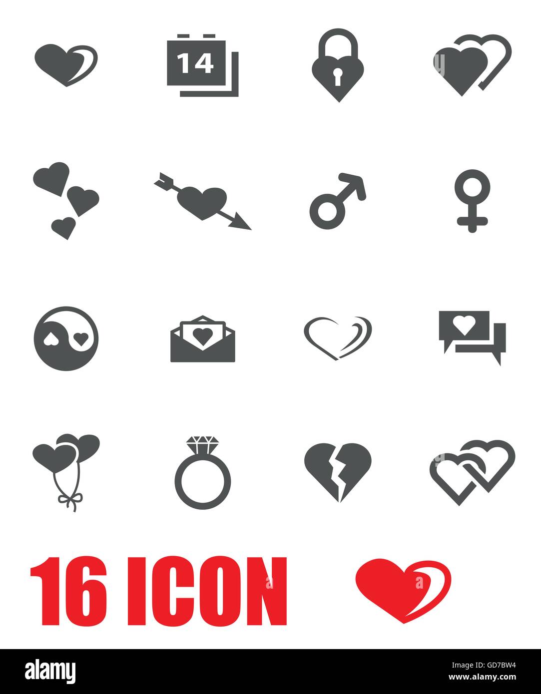 Vector grey love icon set Stock Vector Image & Art - Alamy