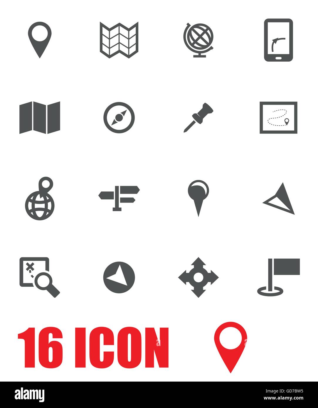 Vector grey map icon set Stock Vector Image & Art - Alamy