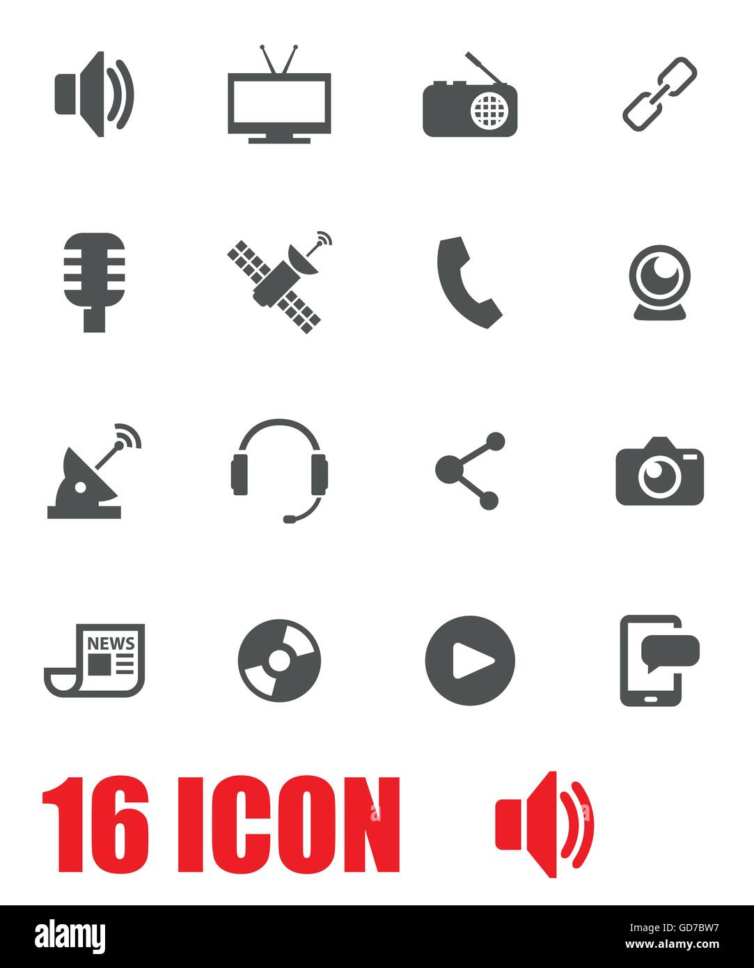 Vector grey media icon set Stock Vector Image & Art - Alamy