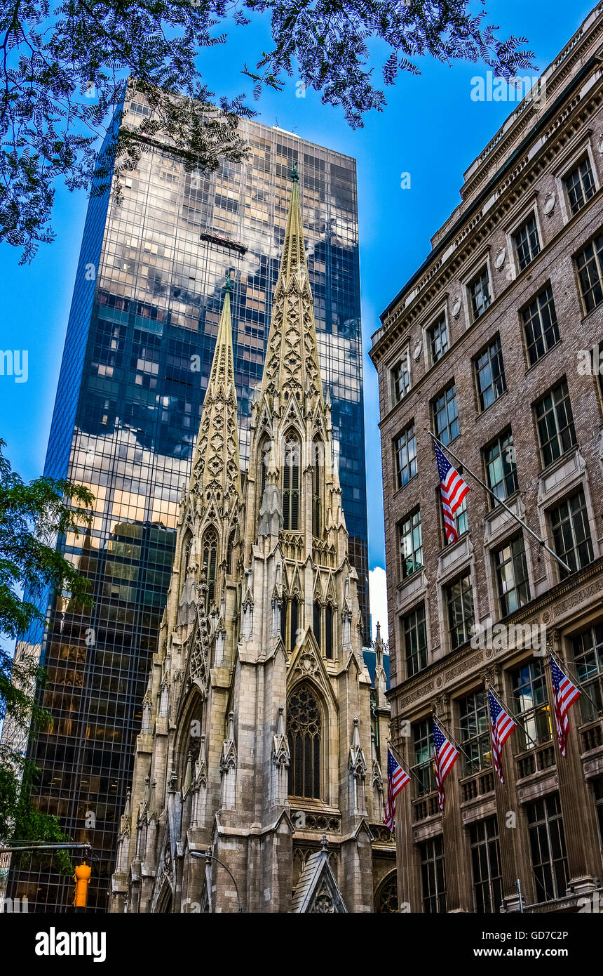 U.S.A., New York,Manhattan,5th avenue,the St.Patrick cathedral Stock Photo