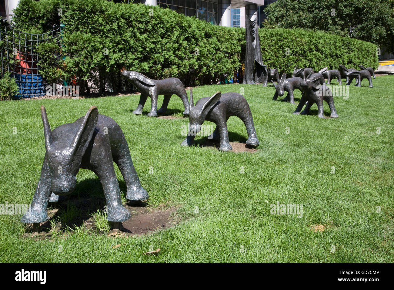 Sculptures 'Remembered Sustenance' by Cynthia Short on Wellington St. by Metro Hall in downtown Toronto Ontario Canada Stock Photo