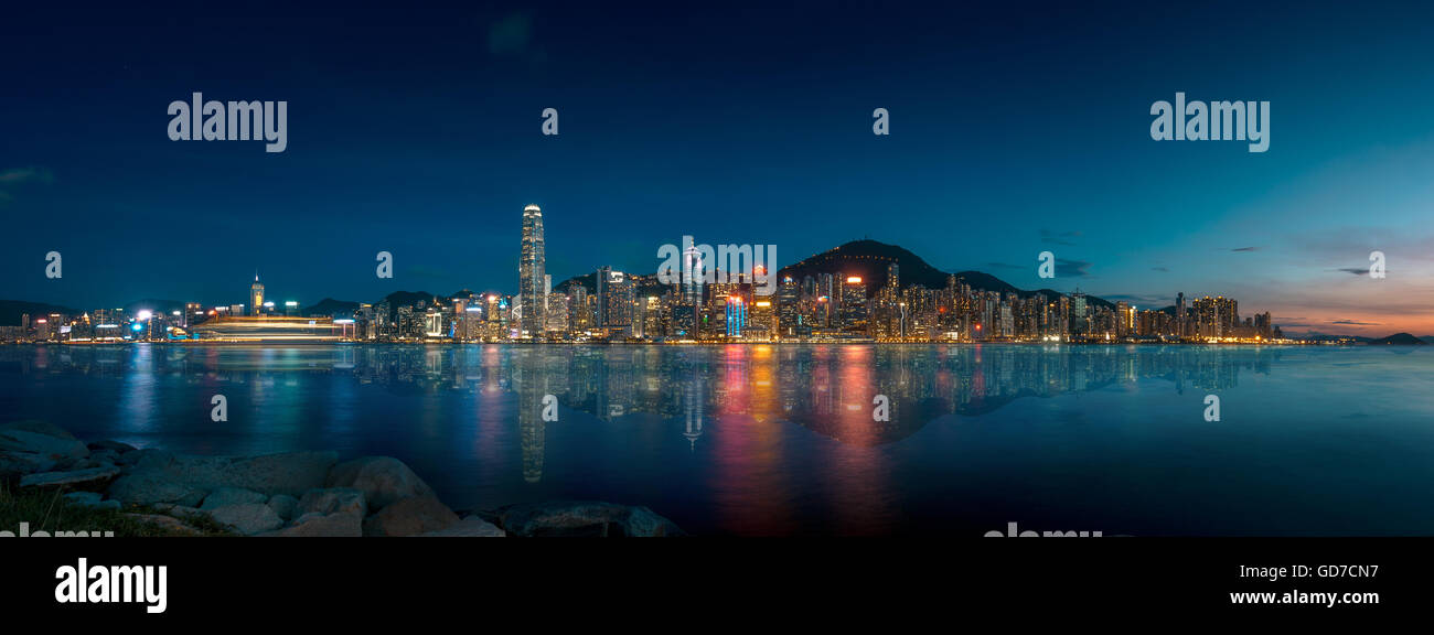 Hong Kong Island and Skyline night scenes Stock Photo - Alamy
