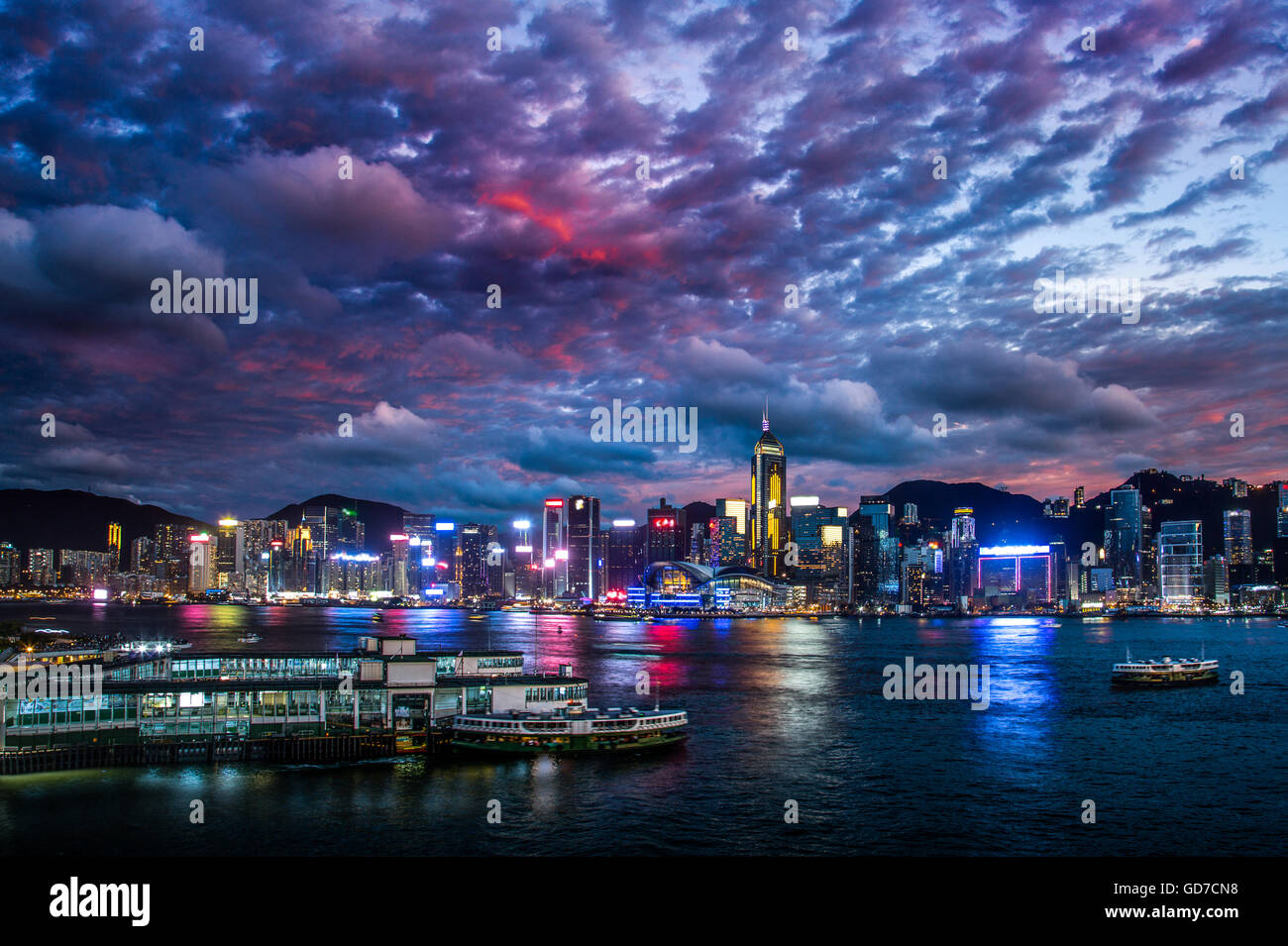 Hong Kong Island and Skyline night scenes Stock Photo - Alamy