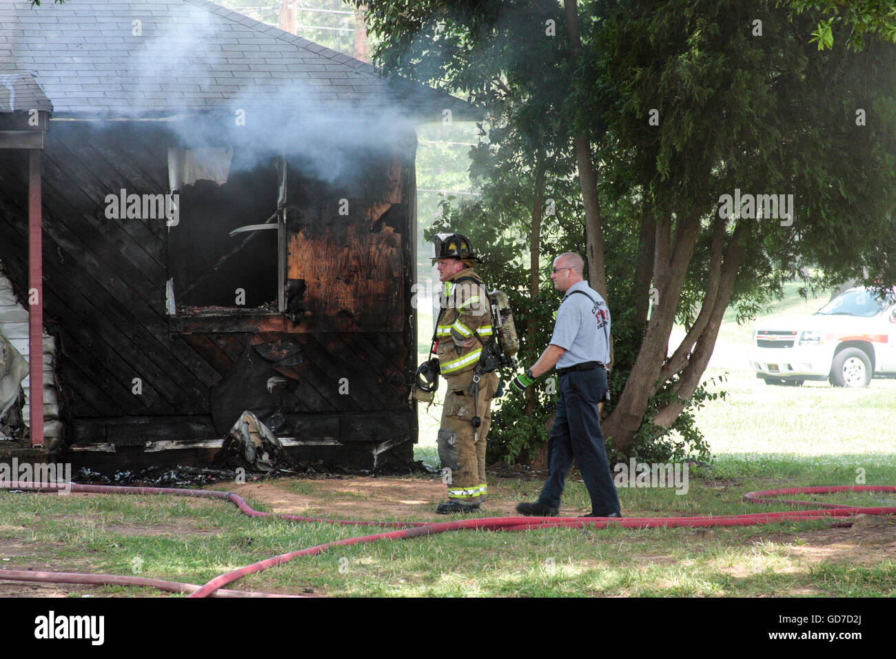 Charlotte Fire Department Responding to Fire Stock Photo