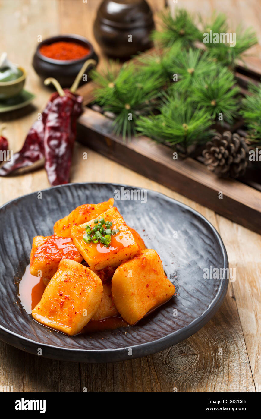 Korean Traditional Food - Kimchi (Fermented/Pickled Radish, Asian Cuisine) Stock Photo
