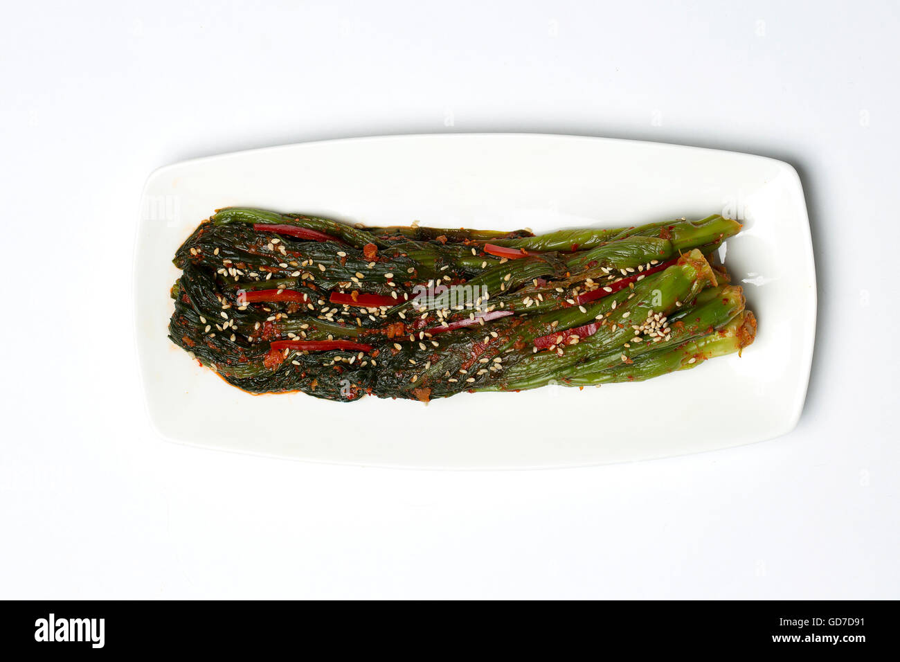 Korean Traditional Food Kimchi (Fermented/ Pickled Mustard Leaves, Asian Cuisine) / Isolated