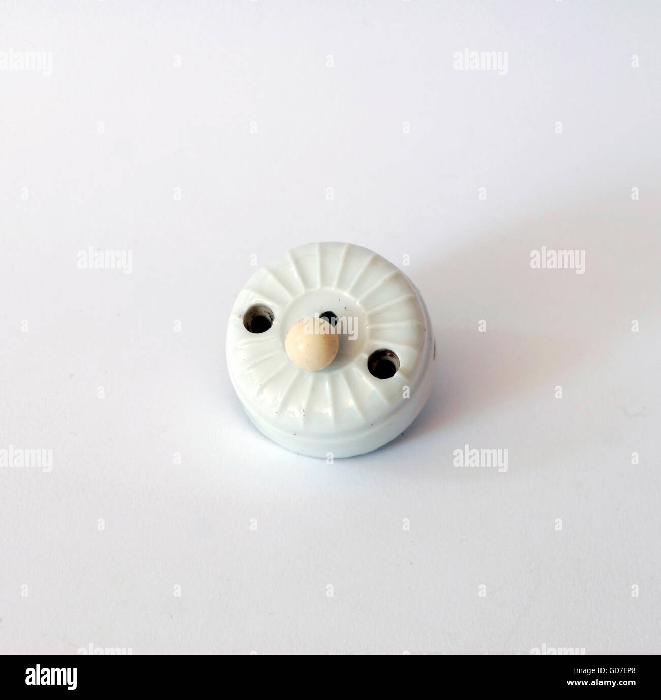 Old porcelain switch, isolated on white background Stock Photo - Alamy