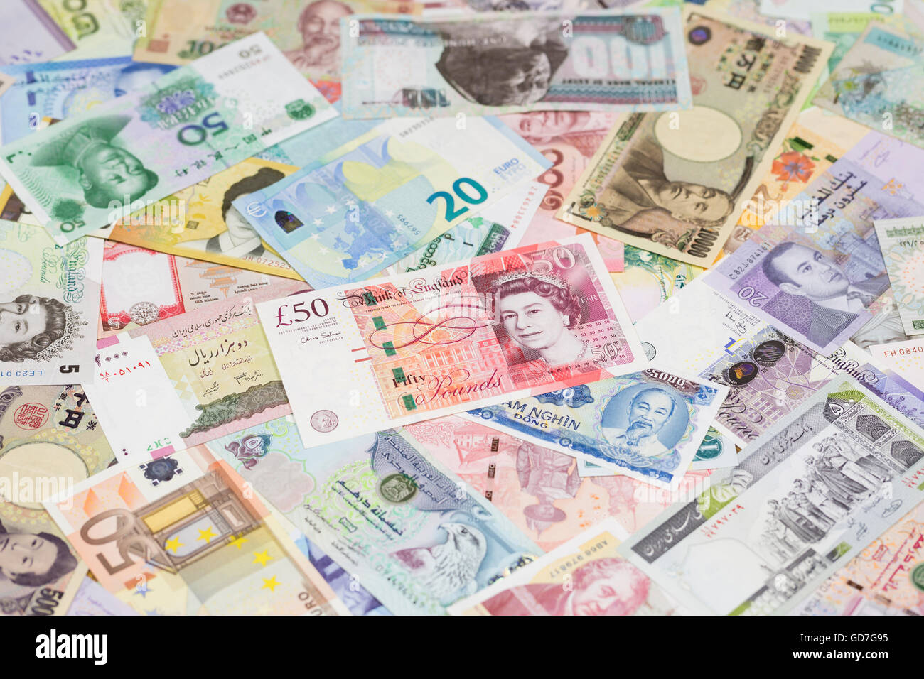 International currency banknotes Stock Photo