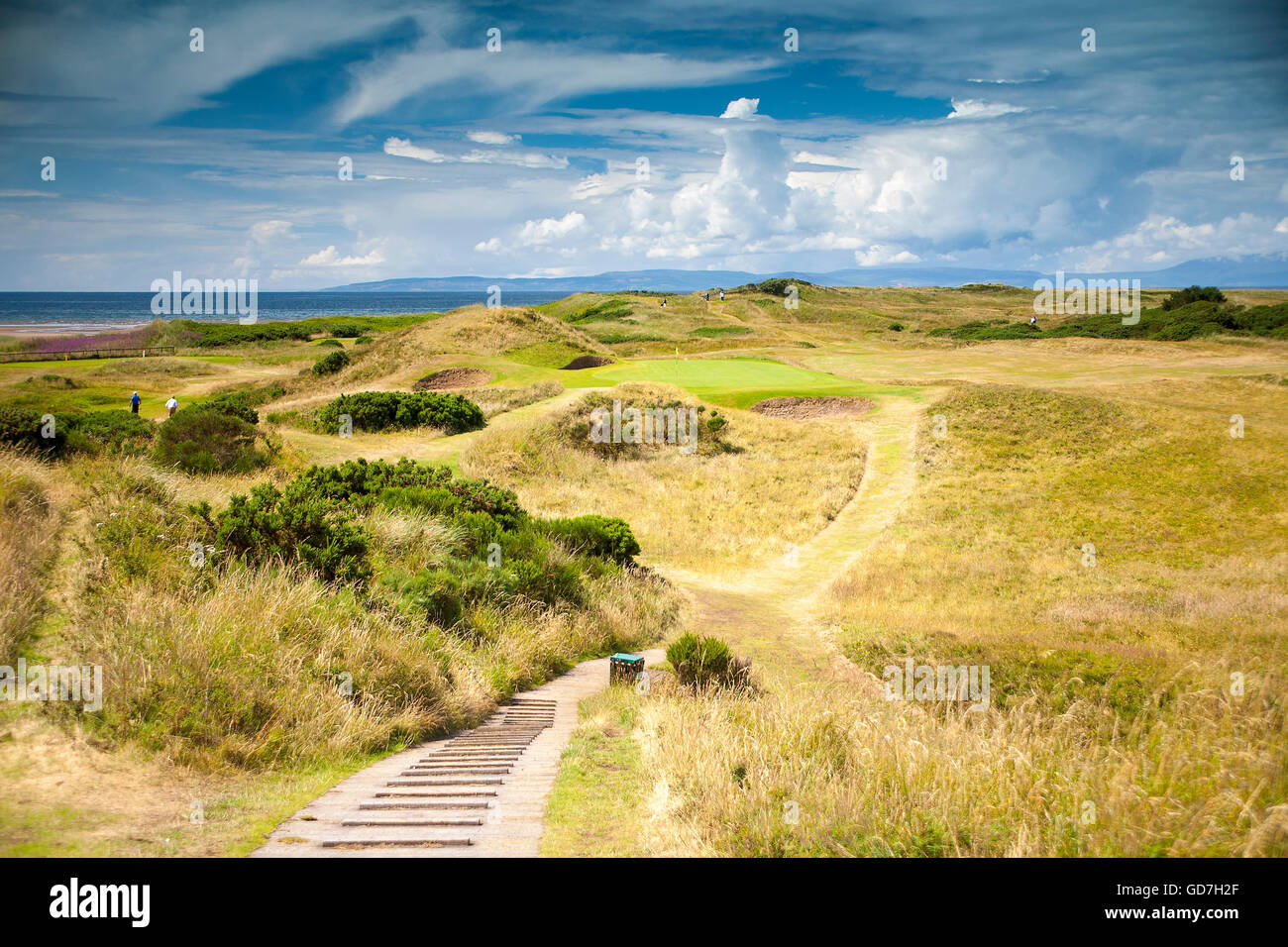 Postage Stamp hole 8th at Royal Troon Golf Club, Open 2016 Stock Photo