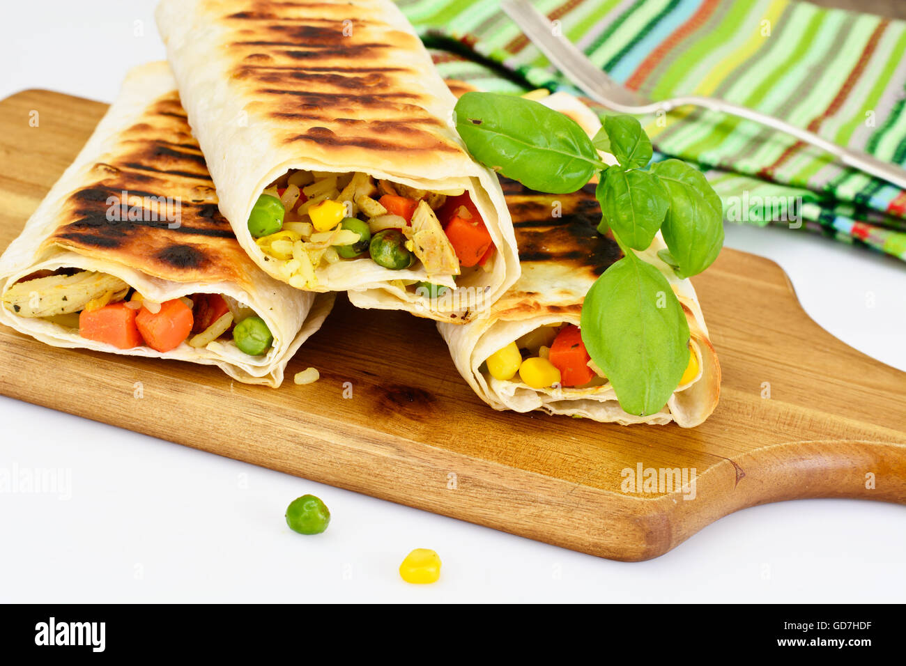 Shawarma Lavash with Rice and Vegetables Stock Photo Alamy