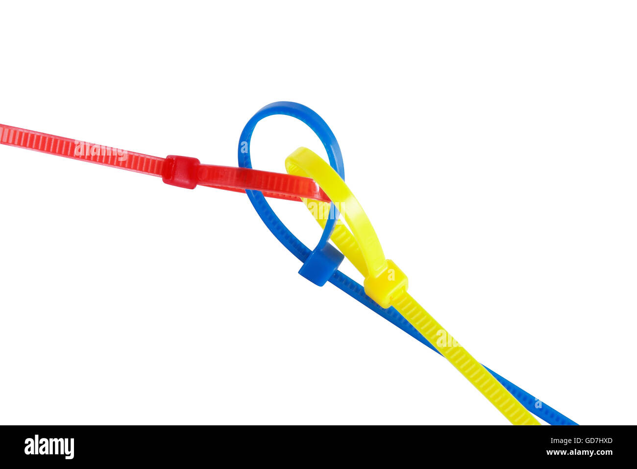 Few colored plastic links isolated on white background with clipping ...