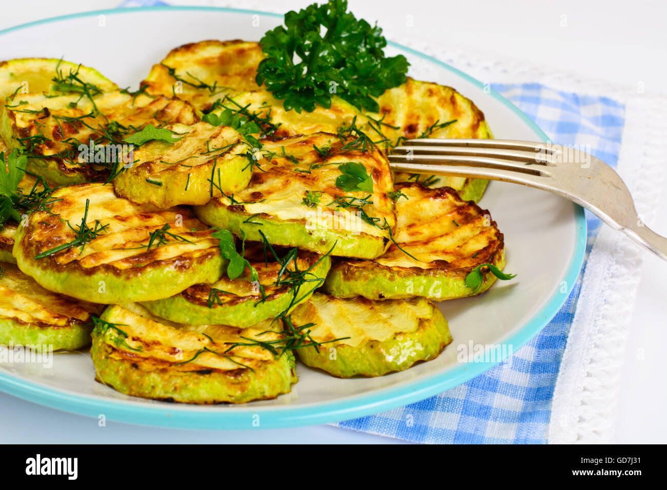 Zucchini Grilled with Fennel Stock Photo