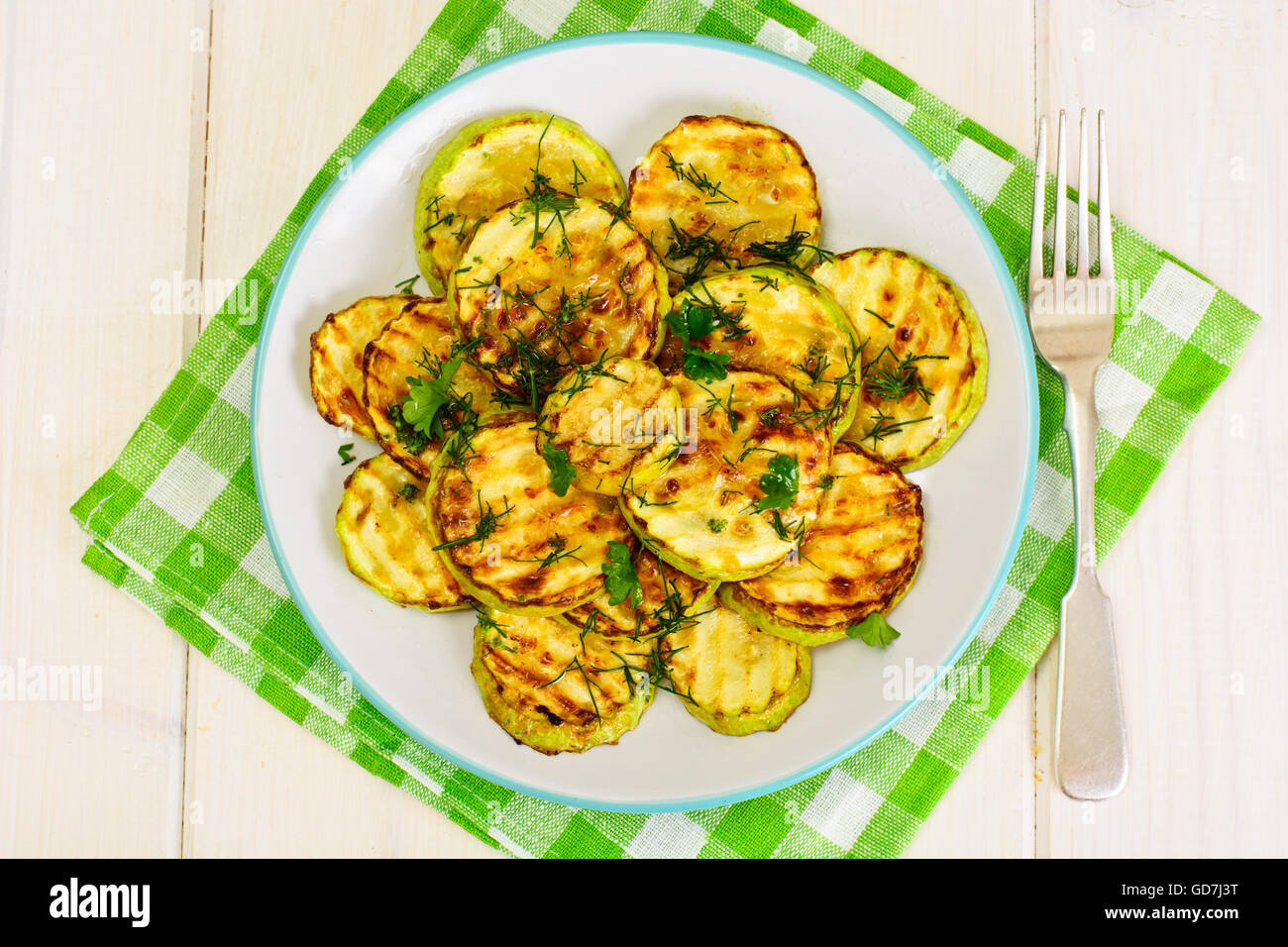 Zucchini Grilled with Fennel Stock Photo