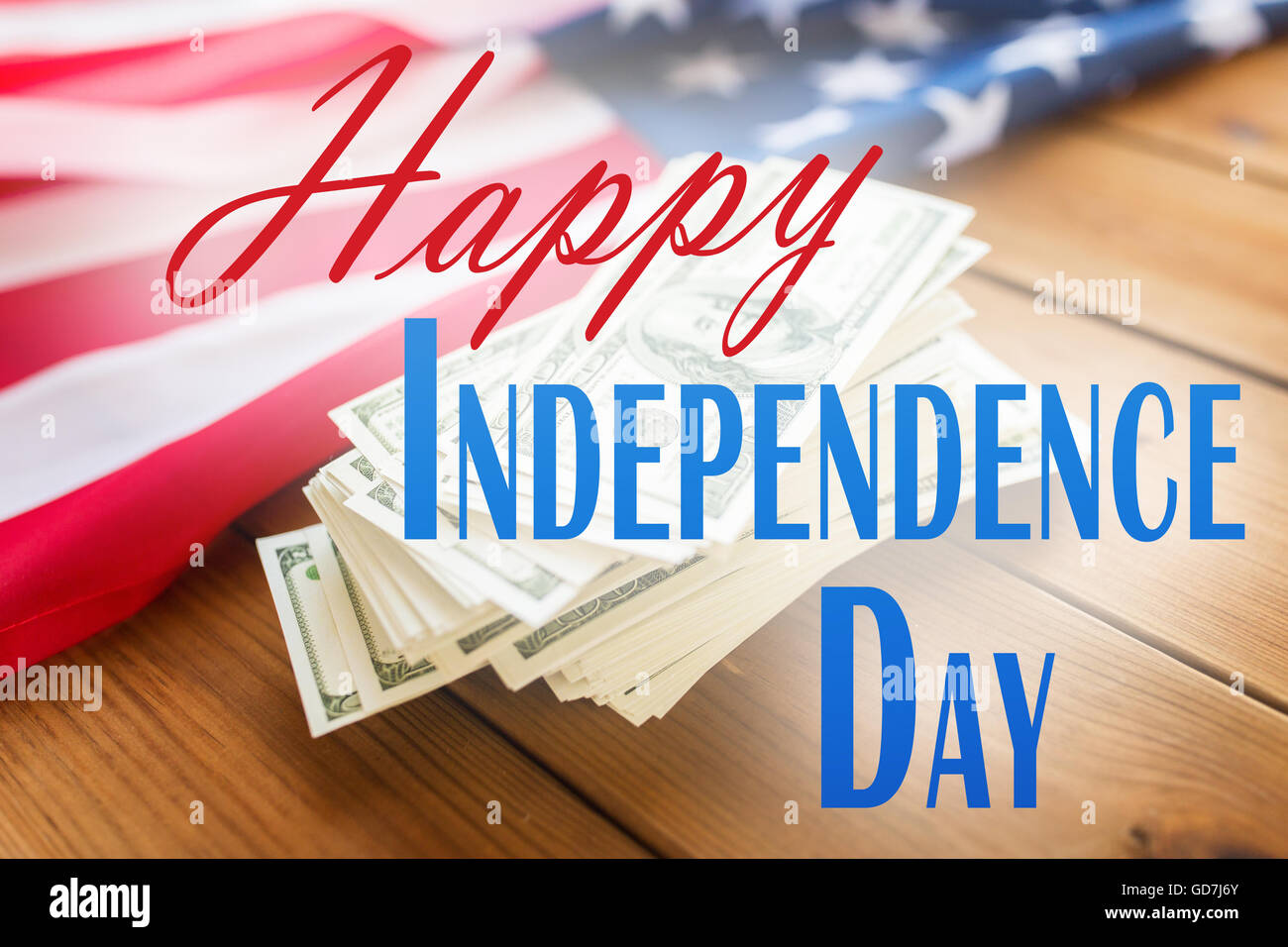 happy independence day words over american flag Stock Photo - Alamy