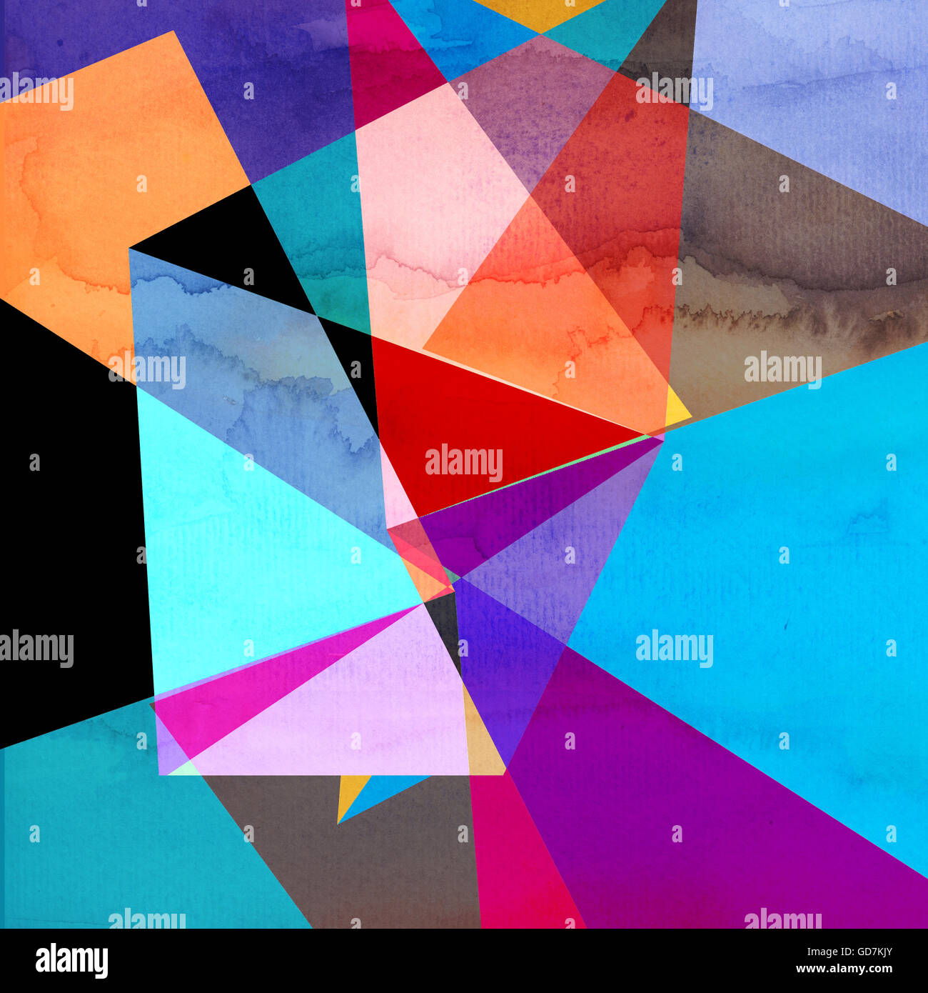 Abstract colorful watercolor background with different geometric ...