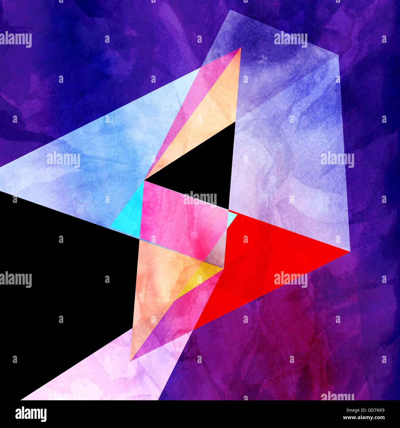 Abstract colorful watercolor background with different geometric ...