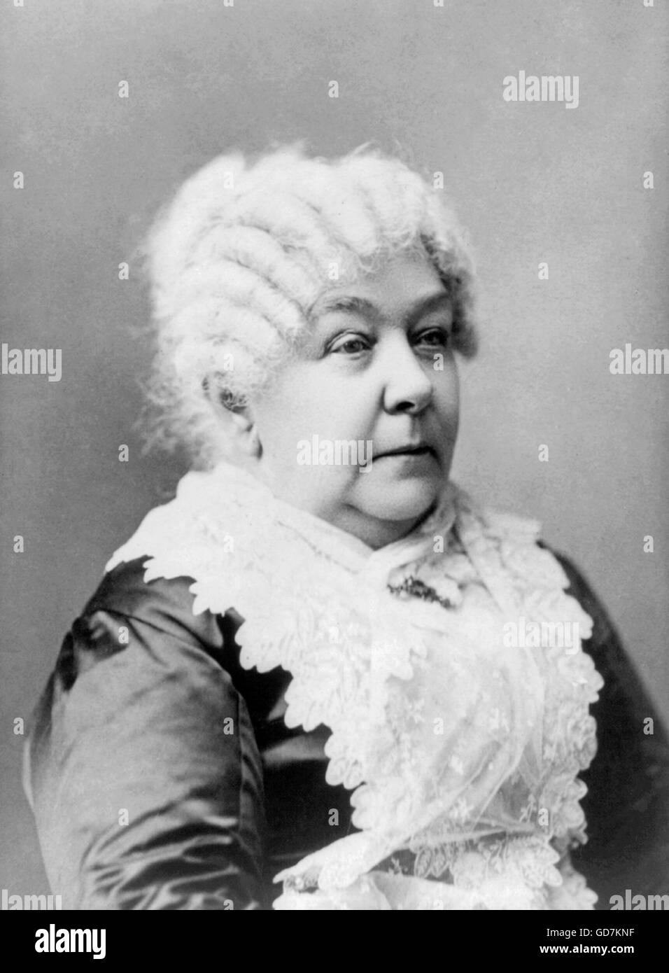 Elizabeth Cady Stanton (1815- 1902), an American suffragist, social activist, abolitionist, and leading figure of the early women's rights movement. Photo taken between 1880 and 1902. Stock Photo