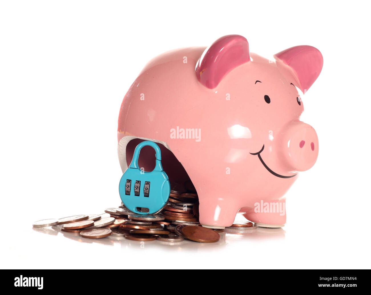 Locked into your mortgage piggybank cutout Stock Photo