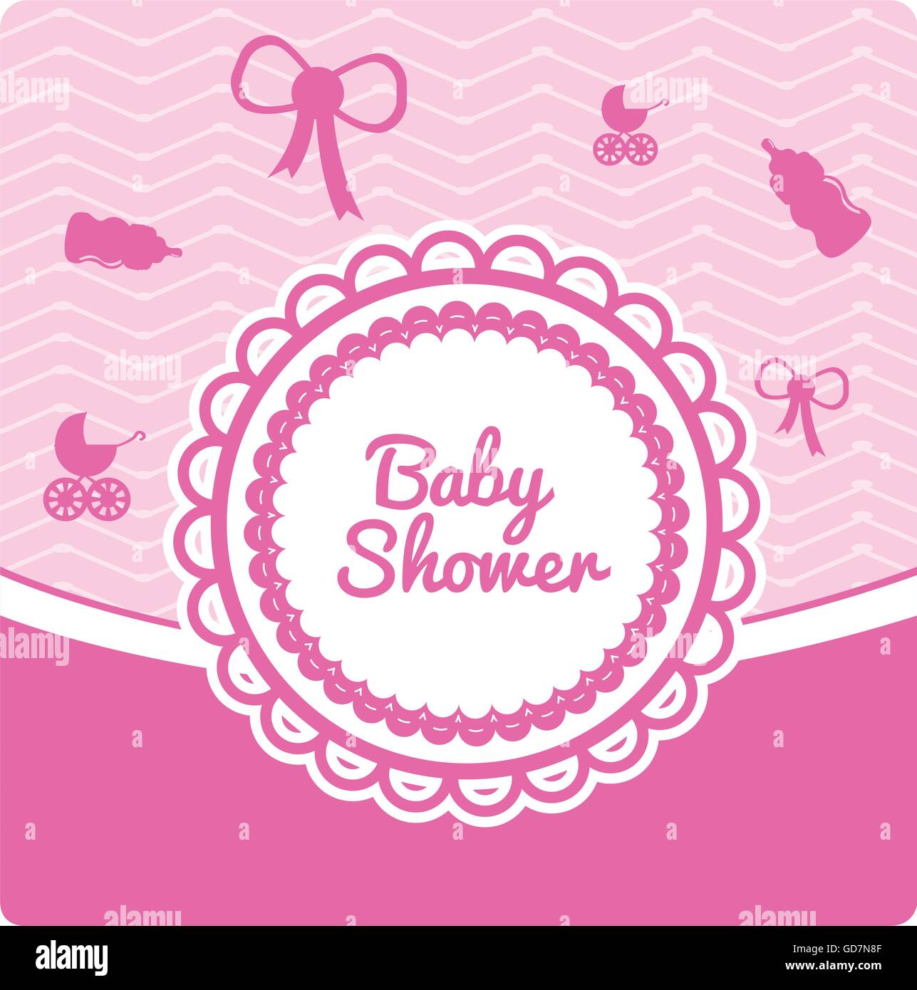 baby shower - nascita bimba - fiocco rosa Stock Vector