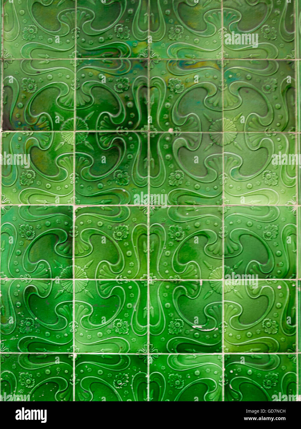Green Art Nouveau tiles Stock Photo