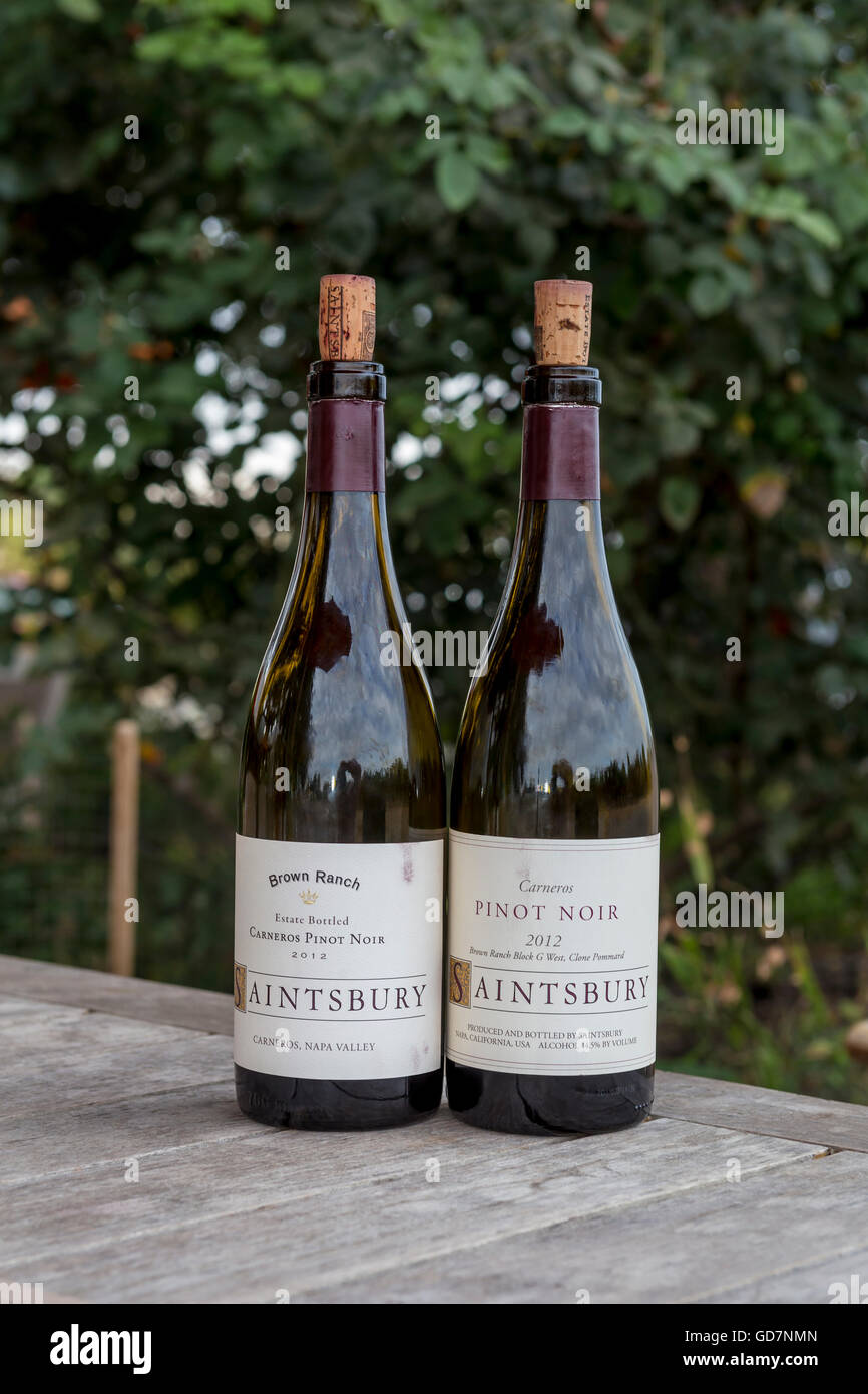 Bottles of Pinot Noir, Pinot Noir wine, outdoor wine tasting