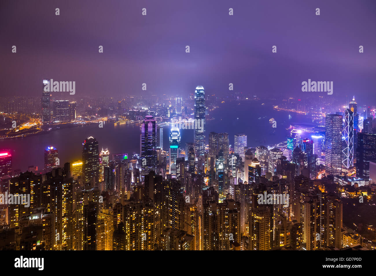 Hong Kong Skyline, landscape and night scene Stock Photo - Alamy