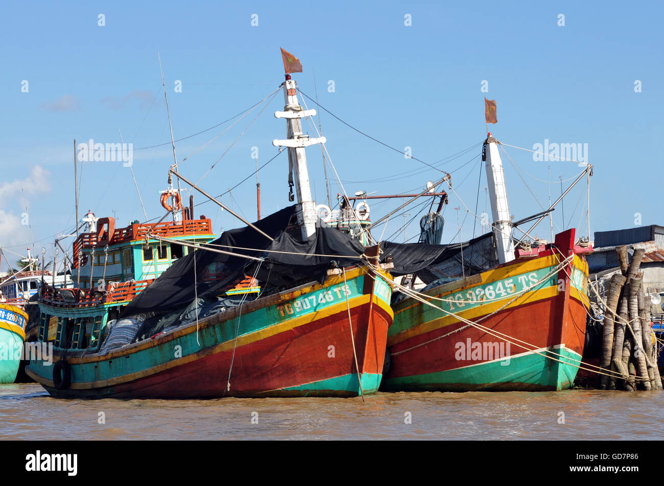 Fishing boats, Mekong Delta, Vietnam Stock Photo - Alamy