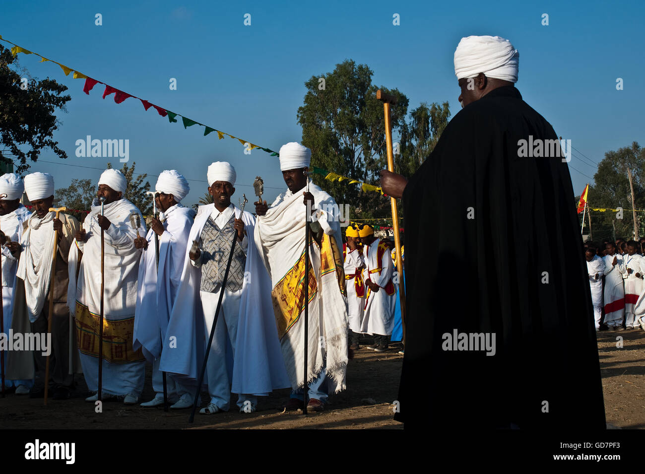 Orthodox priests participating at the Timkat festival ( i.e. the Ethiopian Epiphany) ( Ethiopia) Stock Photo