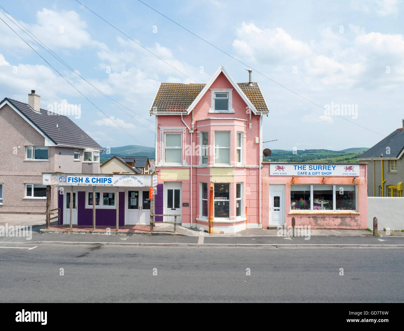 The Surrey fish & chips shop in Borth Ceredigion Wales UK Stock Photo