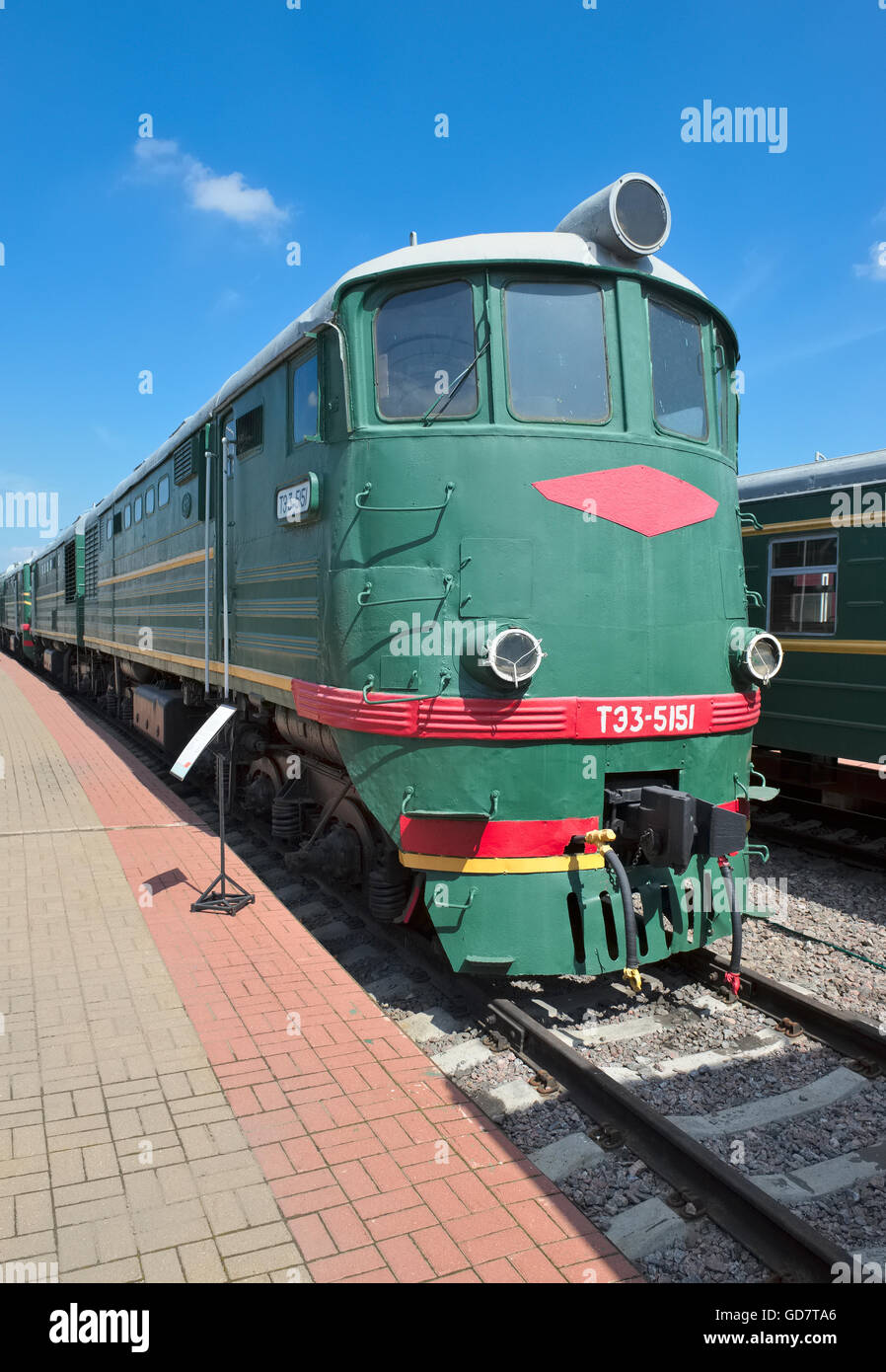 soviet cargo diesel locomotive with electric transmission TE3-5151 ...