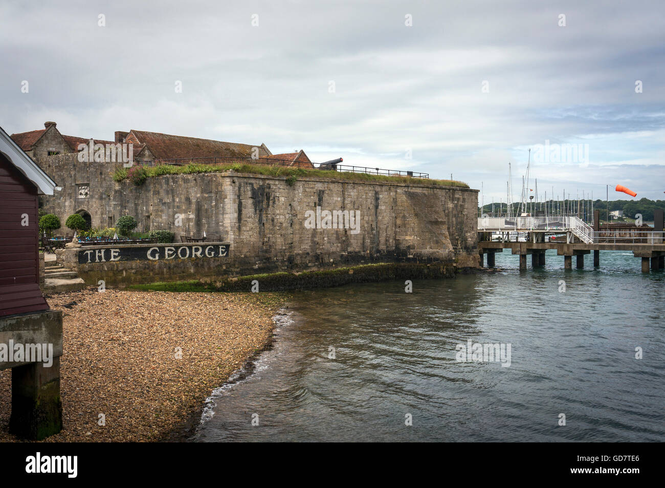Yarmouth Castle next to Yarmouth Pier on the Isle of Wight, UK Stock Photo
