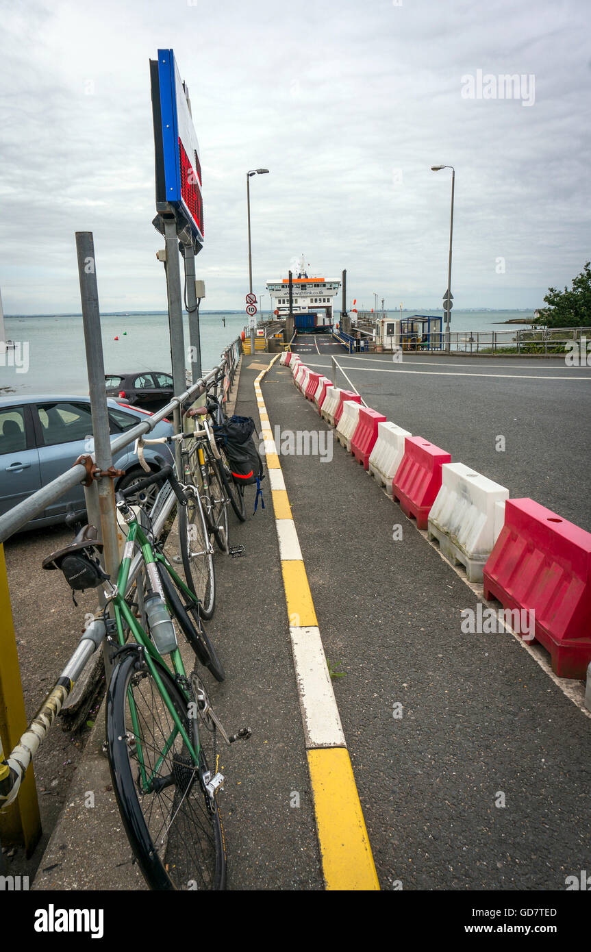 Waiting to board the Wightlink ferry from Fishbourne on the Isle of Wight, UK Stock Photo